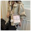 Retro Style Faux Leather Bucket Bag for Women Minimalist Square Shoulder Purse Trendy Casual Crossbody Handbag CLE