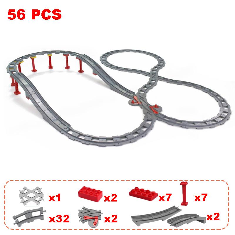 Non-Toxic Rail Transport Big Size Building Blocks Creative Track Accessories Assemble Toys For Children Bricks Compatible City Train Set