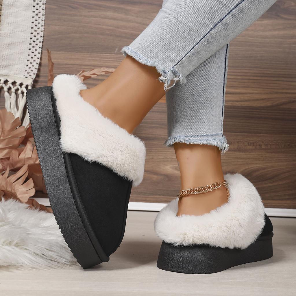 Women's Winter Fluffy Slippers  for Women Winter Fashion Platform Indoor Shoes Female Thick Warm Floor Slippers for Women