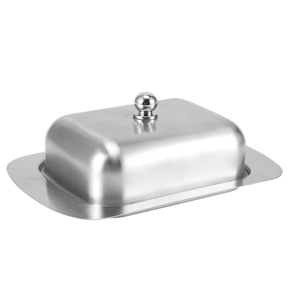 Butter Dish Stainless Steel Dessert Bowl Cheese Bread Box W Handle Cover Kitchen Accessories