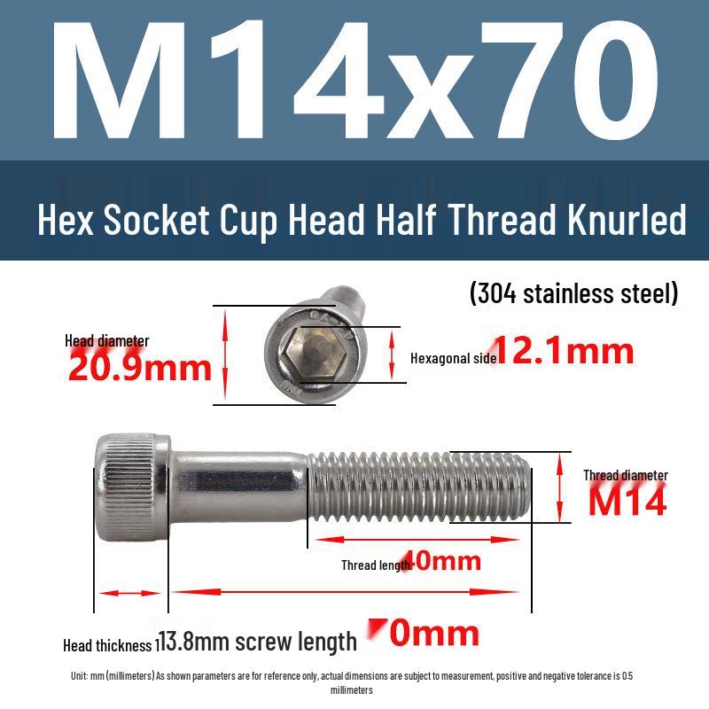 304 Stainless Steel Hex Socket Screws M4-M20, Cylindrical Head, Partial Thread Bolts
