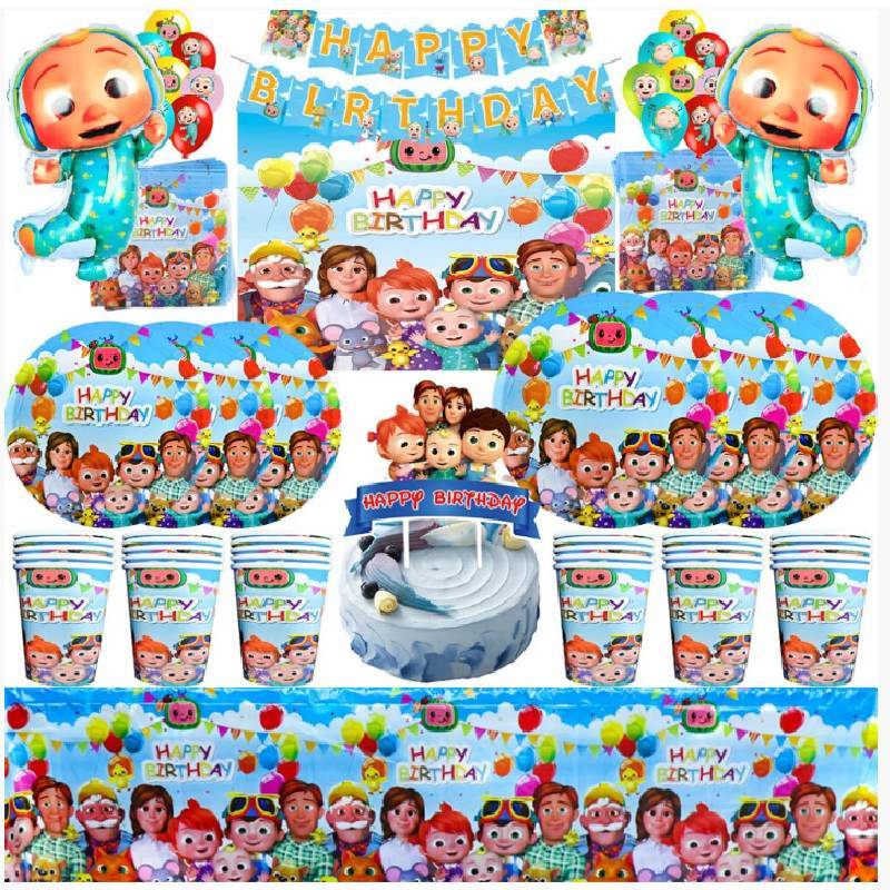 Theme Cartoon Birthday Party Supplies Set With Paper Napkins Cups