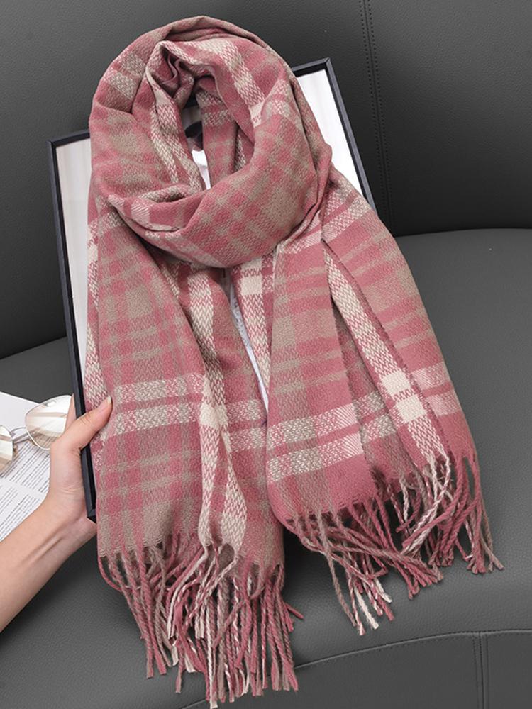 New Knitted Retro Scarf Headscarf Winter Women Men Preppy Plaid Tassels Scarve Pashmina Mujer Femme Male Foulard Wrap Shawl