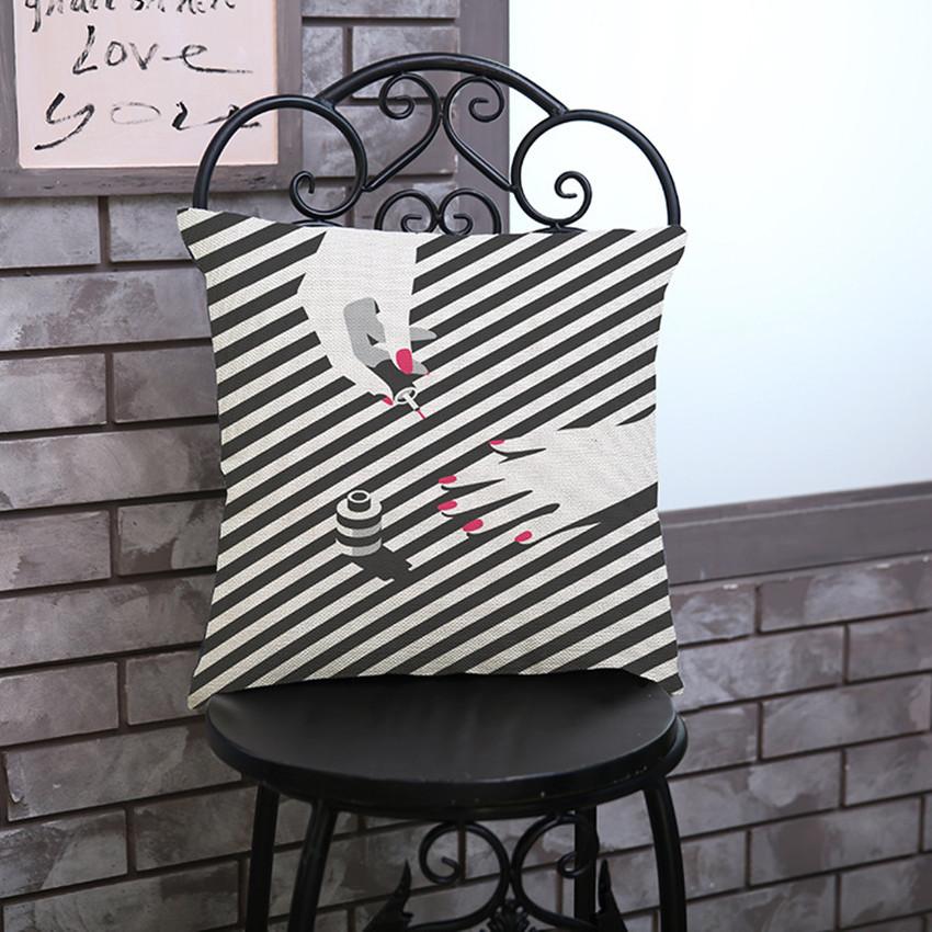 Black And White Pop Art Cotton Linen Sofa Cushion Cover Beautiful Girl Woman Car Seat Decorative Throw Pillow Case Almofadas