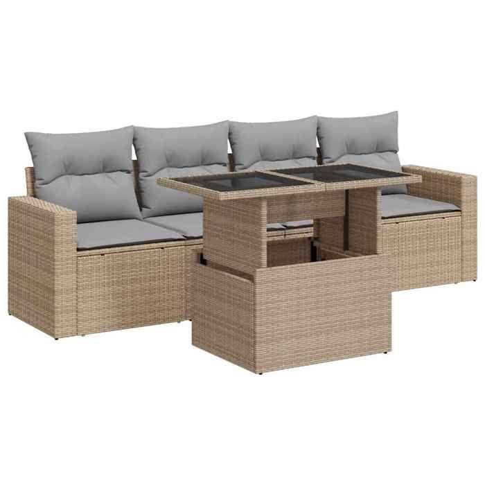 VidaXL Garden Lounge Set with Cushions 5 Pcs Beige Braided Resin 3326240