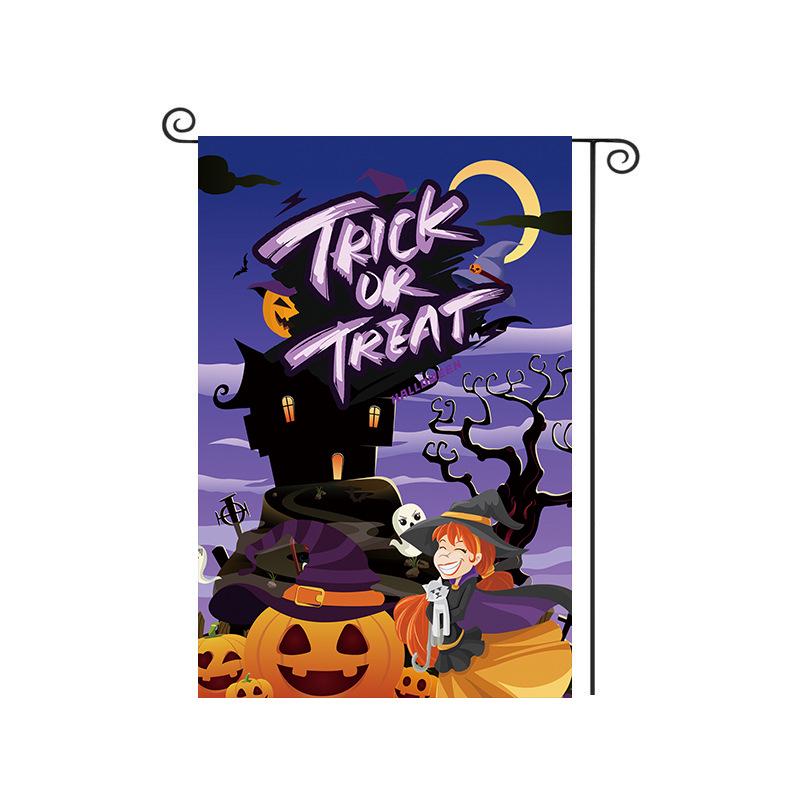 Cross-Border Happy Halloween Ghost Garden Flag with Pumpkin and Cartoon Design