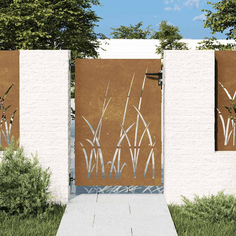Garden Gate 85x150 Cm Corten Steel Grass Design