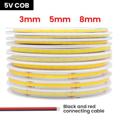 5V COB LED Streifenlicht 320 LEDs/m Hohe Dichte Flexibles Band 3mm 5mm 8mm Breite FOB LED Band Warm Naturweiß Rot Grün Blau