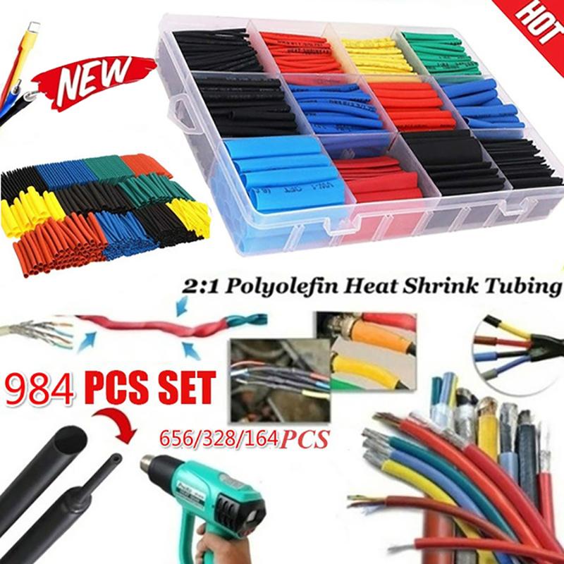 Upgraded 164/328/656/984Pcs Heat Shrink Tubing Insulation Shrinkable Tube