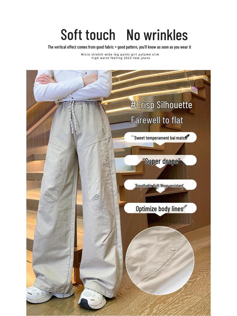 Girls' Korean Style Streetwear Cargo Pants - Spring/Autumn 2025 for Middle School