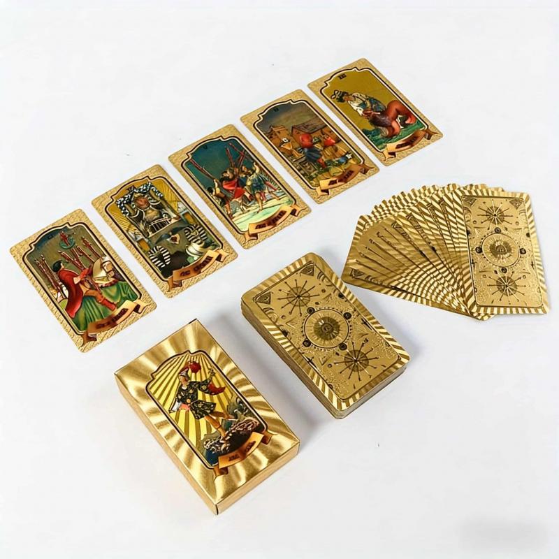 Casual Party Game Waterproof Plastic Colorful Printed gold Gold Stamping Tarot Board Game Cards