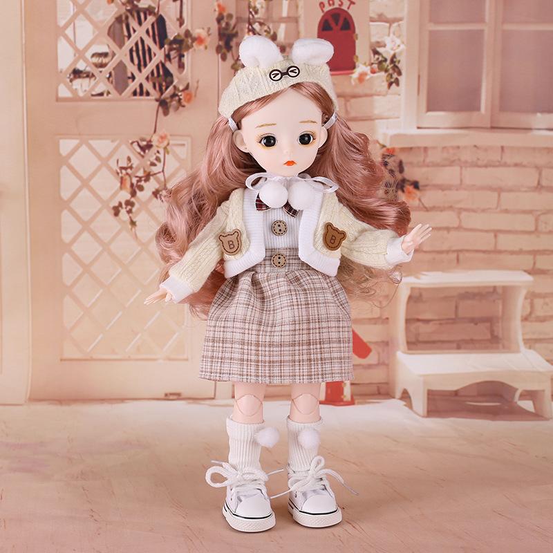 30CM Mini Bewegliche 21 Gelenk Puppe Mädchen Spielzeug 3D Große Augen BJD Prinzessin Volle Outfits Kleider Sammlung Kinder puppe Geschenk