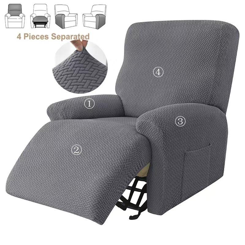Recliner Sofa Cover Lazy Chair Solid Color Cushion Cover Sofa Cover 1/2/3/4 Seat Waterproof Leaf Texture Sofa