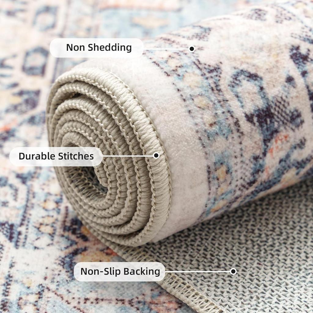 Boho 2x8 Hallway Runner Rug Non-Slip Washed Kitchen Rug Indoor Area Floor Mat Home Decor Laundry Room Bedroom Long Carpet