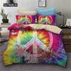 Peace Symbol Duvet Cover Gorgeous  Camper Van Peace Sign Bedding Set Microfiber Mandala Comforter Cover King Size Bedroom Decor