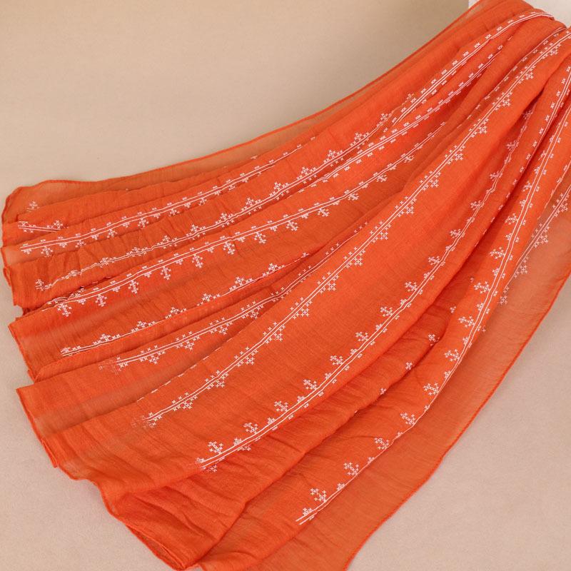 Cotton foam printed women's long scarf, monochrome cotton yarn popular scarf shawl