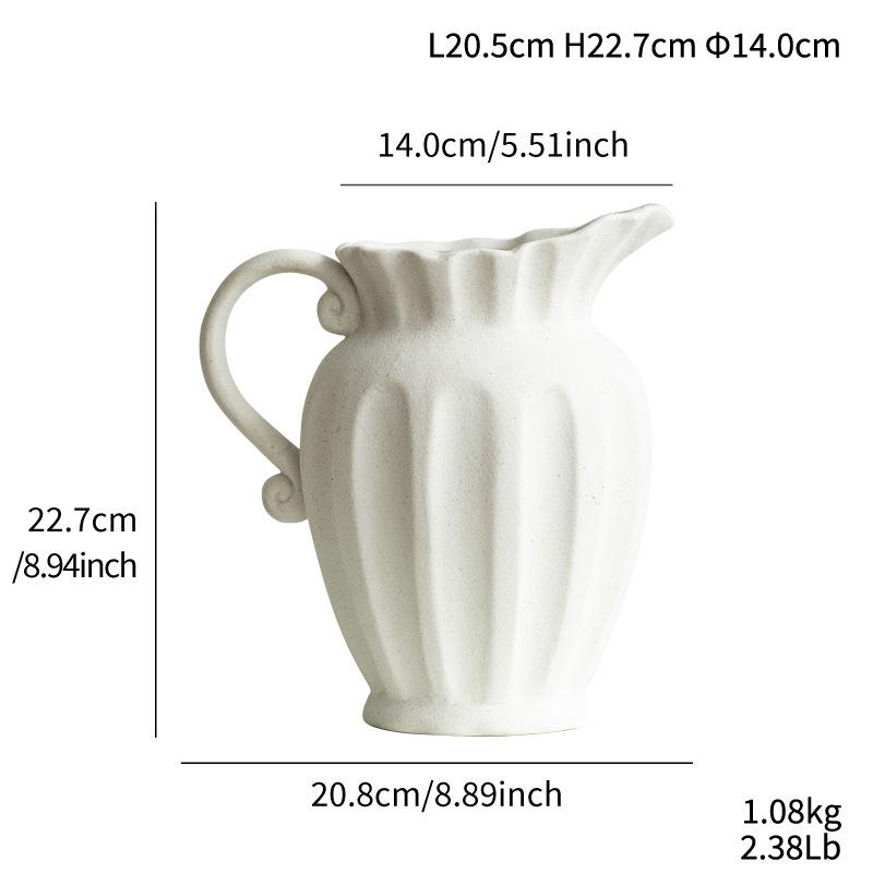 

Plain fired ceramic vase, slanted spout teapot flower planter, high-end home decoration ornament, living room decoration vases