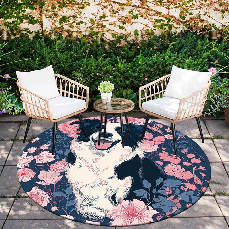 Sheepdog pattern round rug,Carpet Rug for Living Room Bedroom Playroom ,Non-slip Floor Mat,Holiday Gifts and Birthday Gifts.