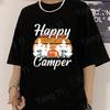 Happy Camper Camping Theme Printed Cotton T Shirt Women Unisex Teens Fashion Hip Hop Harajuku Casual Short Sleeve Tops Tees Shirts