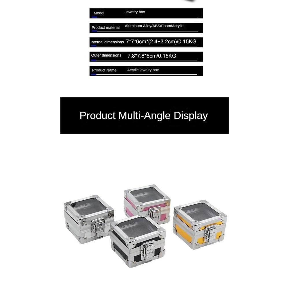 Cutie de depozitare mini portabilă din aliaj de aluminiu, cutie de bijuterii transparentă multifuncțională