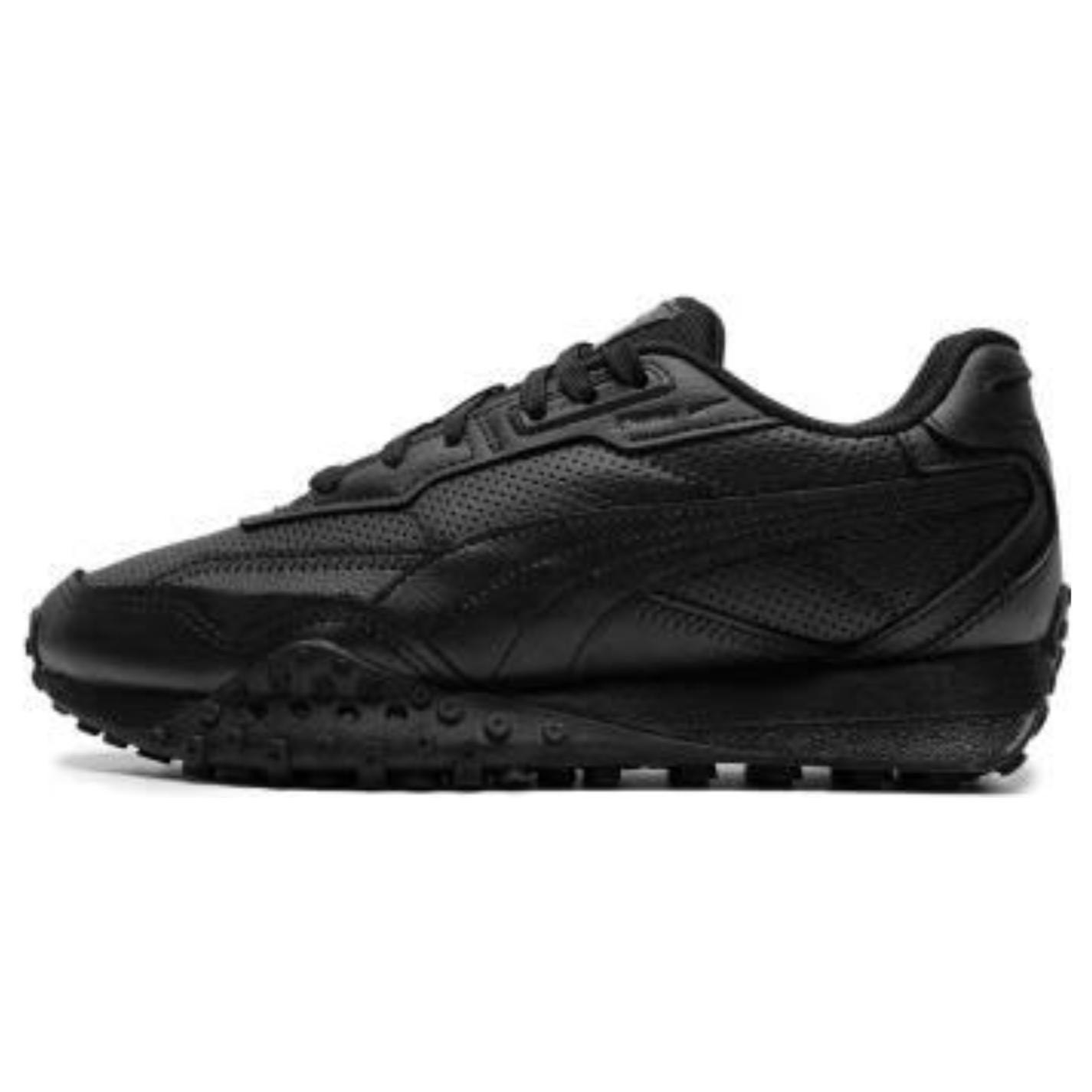 Puma Blacktop Rider Leather Unisex Black Shadow Grey 393823-02 36