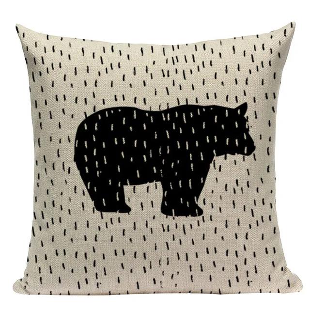 Black White Plant Building Flower Geometric Decorative Throw Pillows Case Polyester Sofa Cushion Cover For Home Decor