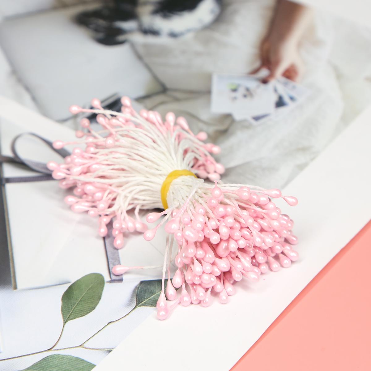 

150 шт., имитация цветка, тычинка, сделай сам, сердцевина, шифоновый цветок, материалы для украшения торта из помадки, ручные материалы светло-розовый