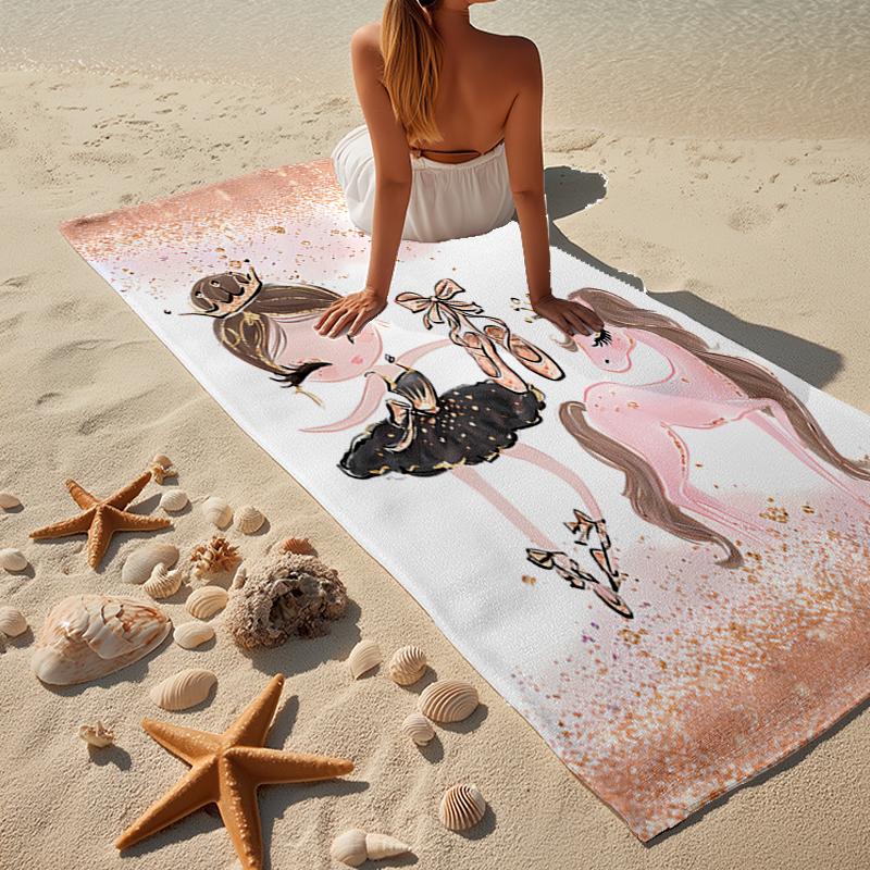 Ballerina And Swan Dance Beach Towel, Super Soft Microfiber, Gift for Her/Him, Birthday, for Pool, Beach, Travel, Home Decor Fan gifts