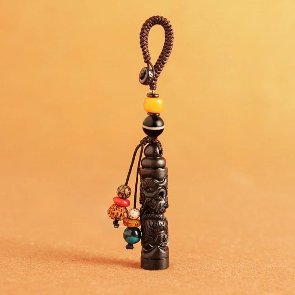 Buddhism Lotusblomma Nyckelring Tillbehör Trä Buddha Lyckobringande Pärlor Nyckelring Jadepärla Telefonamulett Väskspänne Kinesisk Charm