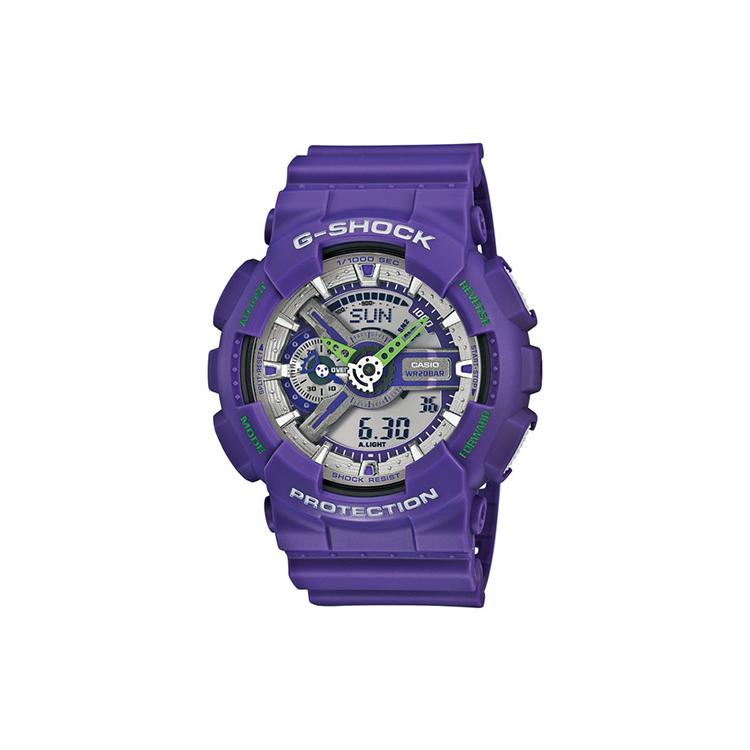 CASIO Men Liquid Crystal/Analog Dual Display Series Gray Watch GA-110DN-6A GA-110DN-6A Dark Purple Strap