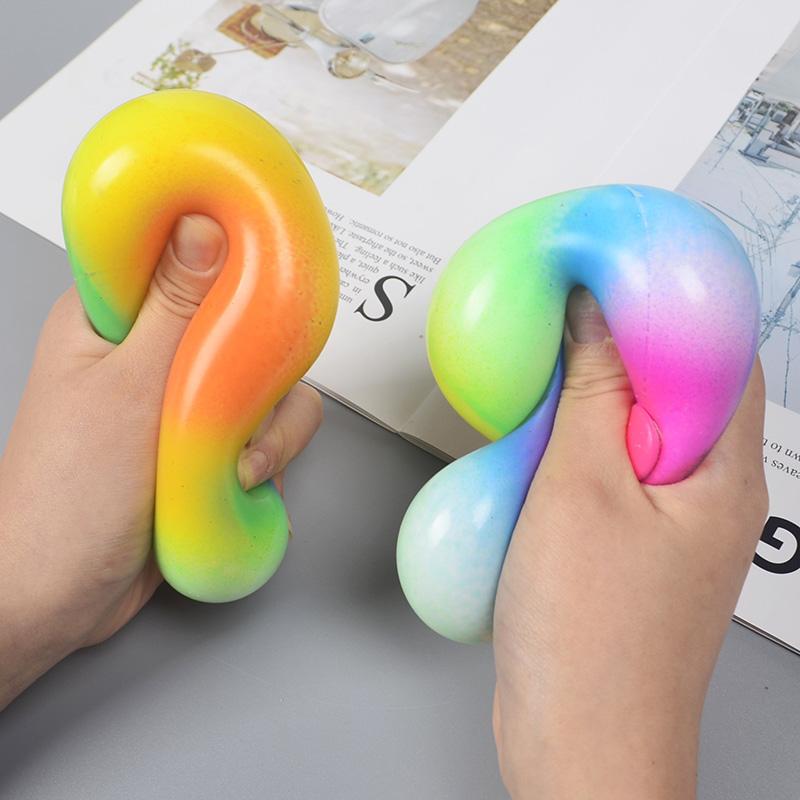 Creative Soft Rainbow Ball Squishy Toys Anti Stress Decompression Sensory Squeeze Fidget Toy For Adults Kids Classroom Prizes
