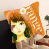 Anime Orange Pillow Case Fashion Square Pillowcase Bedroom Sofa Room Ins Decoration Leisure