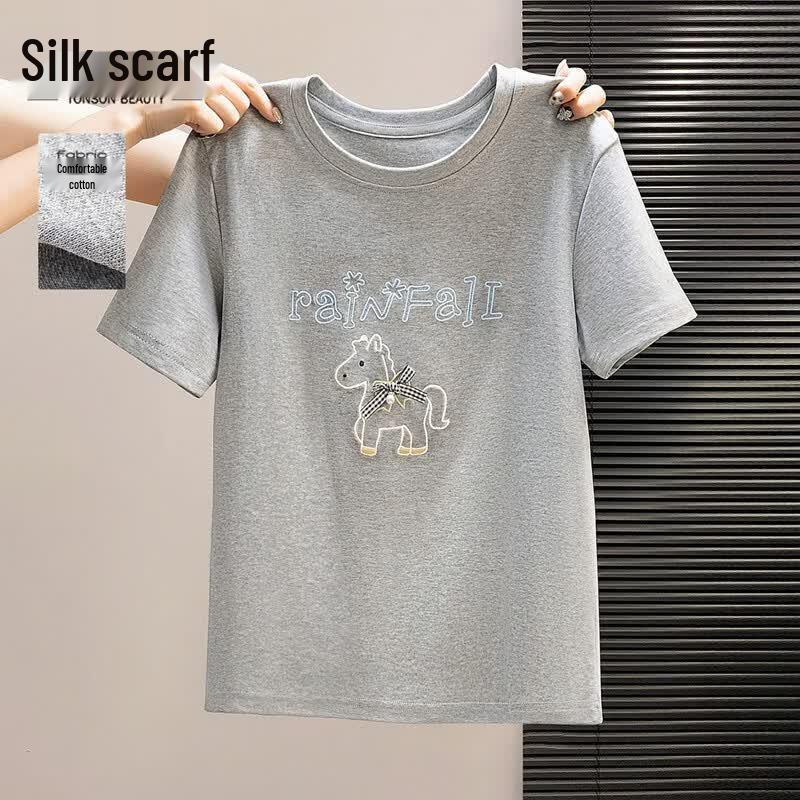 

Women s Round Neck Short Sleeve T-shirt with Bow Detail M