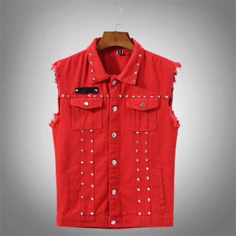 Džinsa veste vīriešiem Punk Rock Kniedes