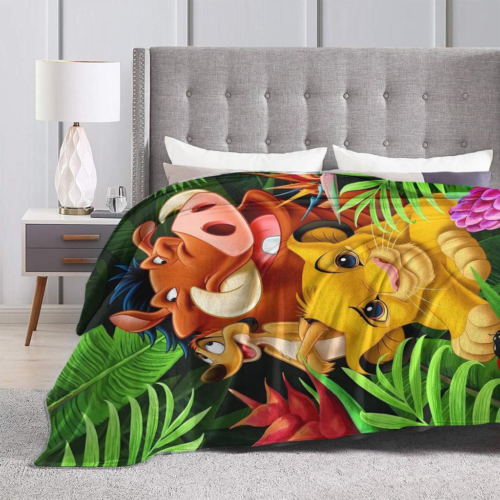 Warm BlanketGirls Boys Decorative Simba Lion King Throw Blanket  Flannel Bedspread Chair Sofa Bed Street Trend Sofa Bed Cover