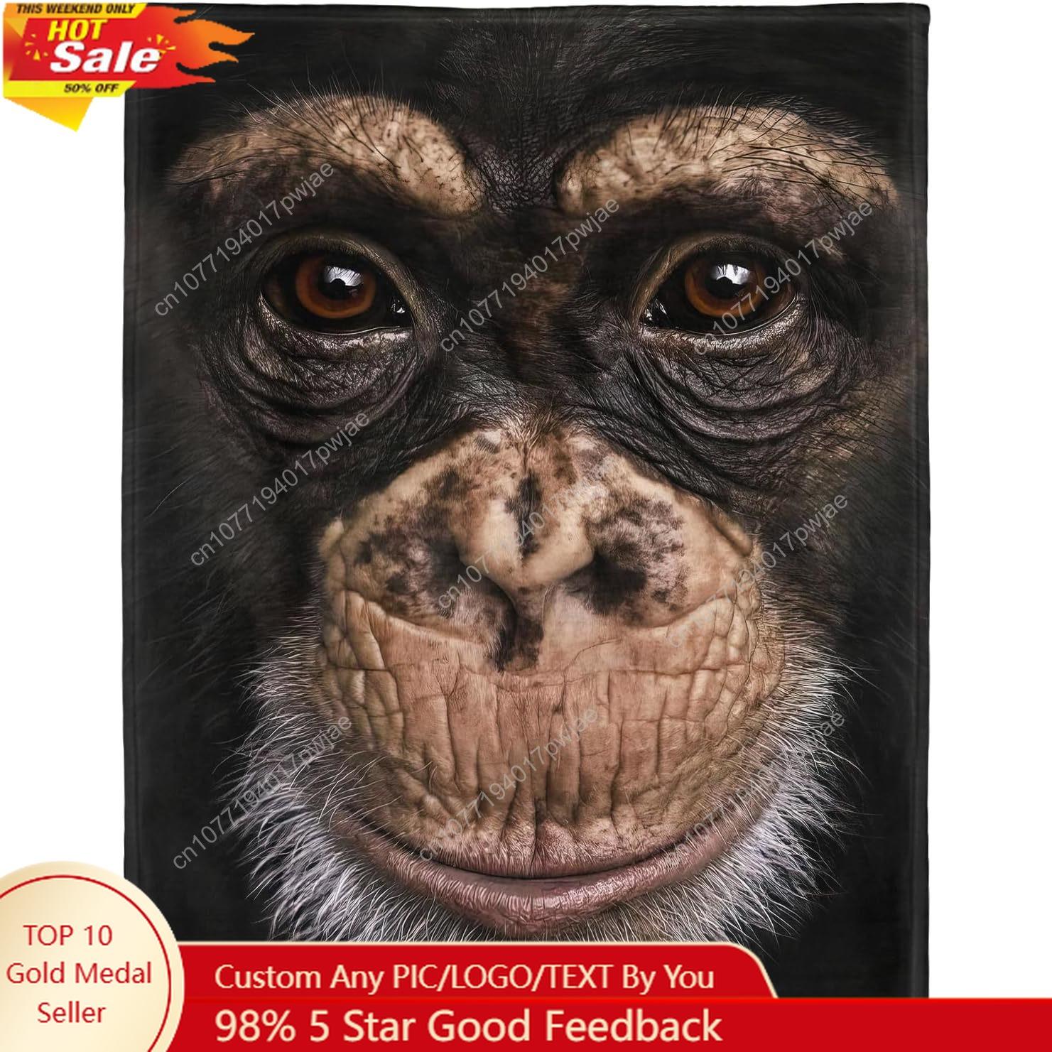 Cool Chimpanzee Throw Blanket Soft Warm Cozy Fleece Blanket for Couch Bed Custom blankets 75X95CM
