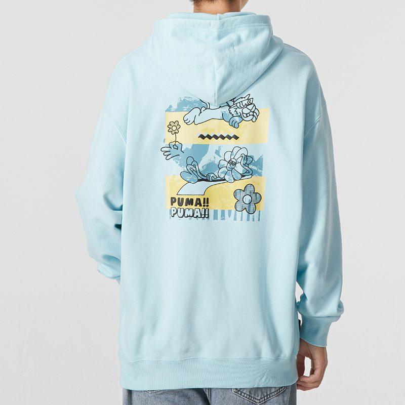 PUMA Downtown Sweatshirts Men's Sky Blue Hooded Moderate Regular 537753-30
