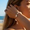 Boho Imitation Pearl Cowrie Shell Bracelet For Women Gold Color Starfish Charm Chain Bangle Summer Beach Vacation Jewelry Gift