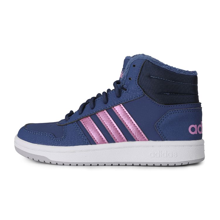 Adidas Neo Hoops 2.0 Breathable Mid-Top Kids Basketball Shoes Deep Blue Purple Kids Sneakers FW4277