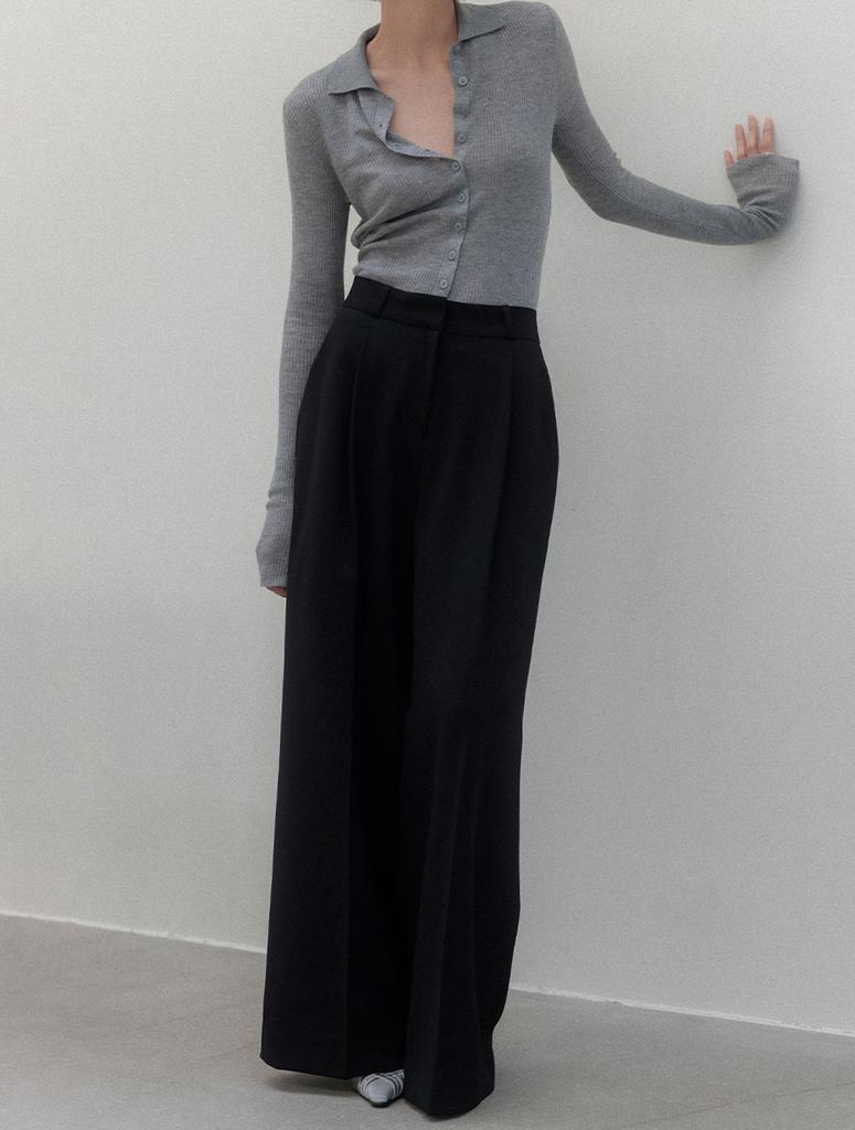 Memua Poise Autumn Maxi Wide Slacks (Charcoal)