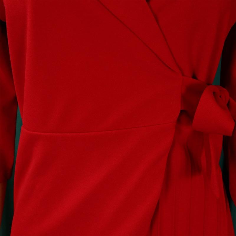 Übergröße Damen Blazer Kragen Schnürung Taille Falten A-Linie Kurzes Kleid