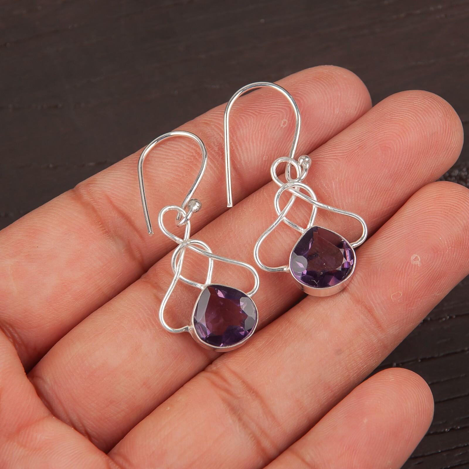 

Аметист Драгоценный камень 925 Проба Серебро Ручная работа Ювелирные изделия Серьги-капли/подвески 1,50 EE-2-1