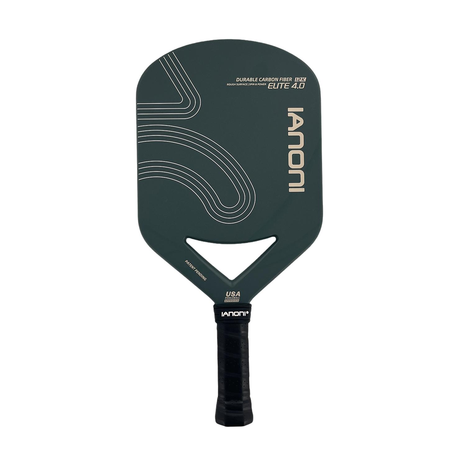 IANONI SPORTS ELITE4.0 Бескрайняя ракетка для пиклбола 12K Углеродное волокно 16 мм Тренировка Кастомизация USAPA Ракетка для пиклбола темно-зеленого
