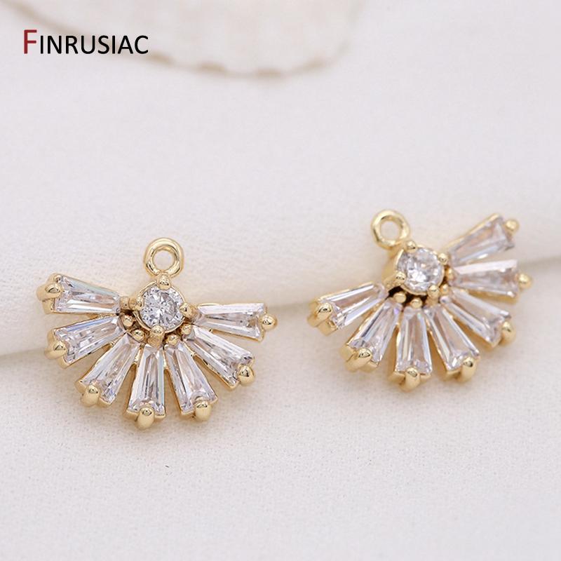 

Korean Style 14k Gold Plated Brass Inlaid Shiny Zircon Charms Earring Pendant Components For Jewelry Making DIY Accessories 1 piece