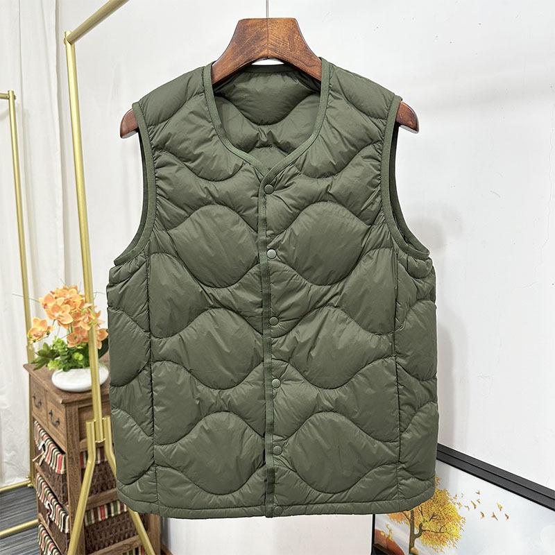 Men's Down V-Neck Sleeveless Vest - 2025 Autumn/Winter White Duck Down Gilet