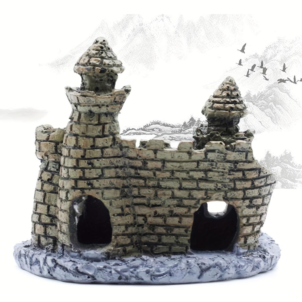 Artesanato, 1pc Decoração de aquário de poliresina Torre Castelo Ornamento de aquário Acessórios de decoração de aquário