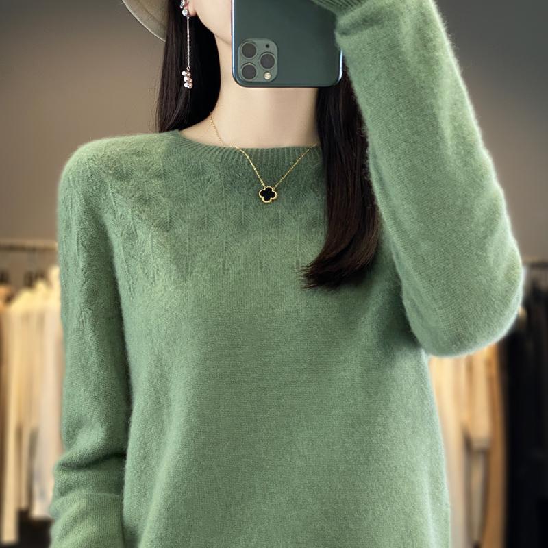 

Женский свитер с круглым вырезом, кашемир Qinghe, 30% кашемира 70% шерсти, алый зимний вязаный свитер осенний свитер кашемировый свитер XXL