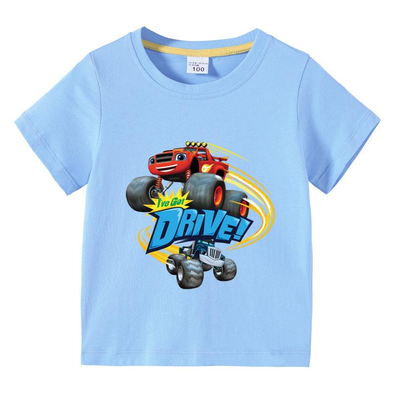 Blaze And The Monster Machines Cartoon Funny Tshirt Childrens Summer Short Sleeved Tees Girls Boys Tops Clothes Birthday Gift