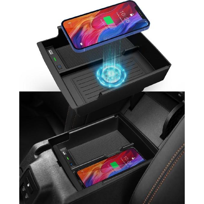 

CarQiWireless для Ford Bronco, аксессуары для беспроводного зарядного устройства 2021, 2022, 2023, 2024, лоток центральной консоли для беспроводной зарядки для аксессуаров Ford Bronco