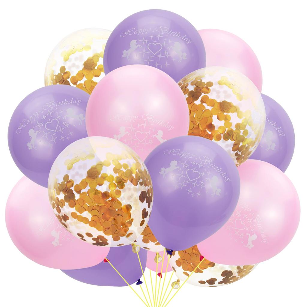 Unicorn Sequin Confetti Latex Balloon Set for Kids' Birthday Parties